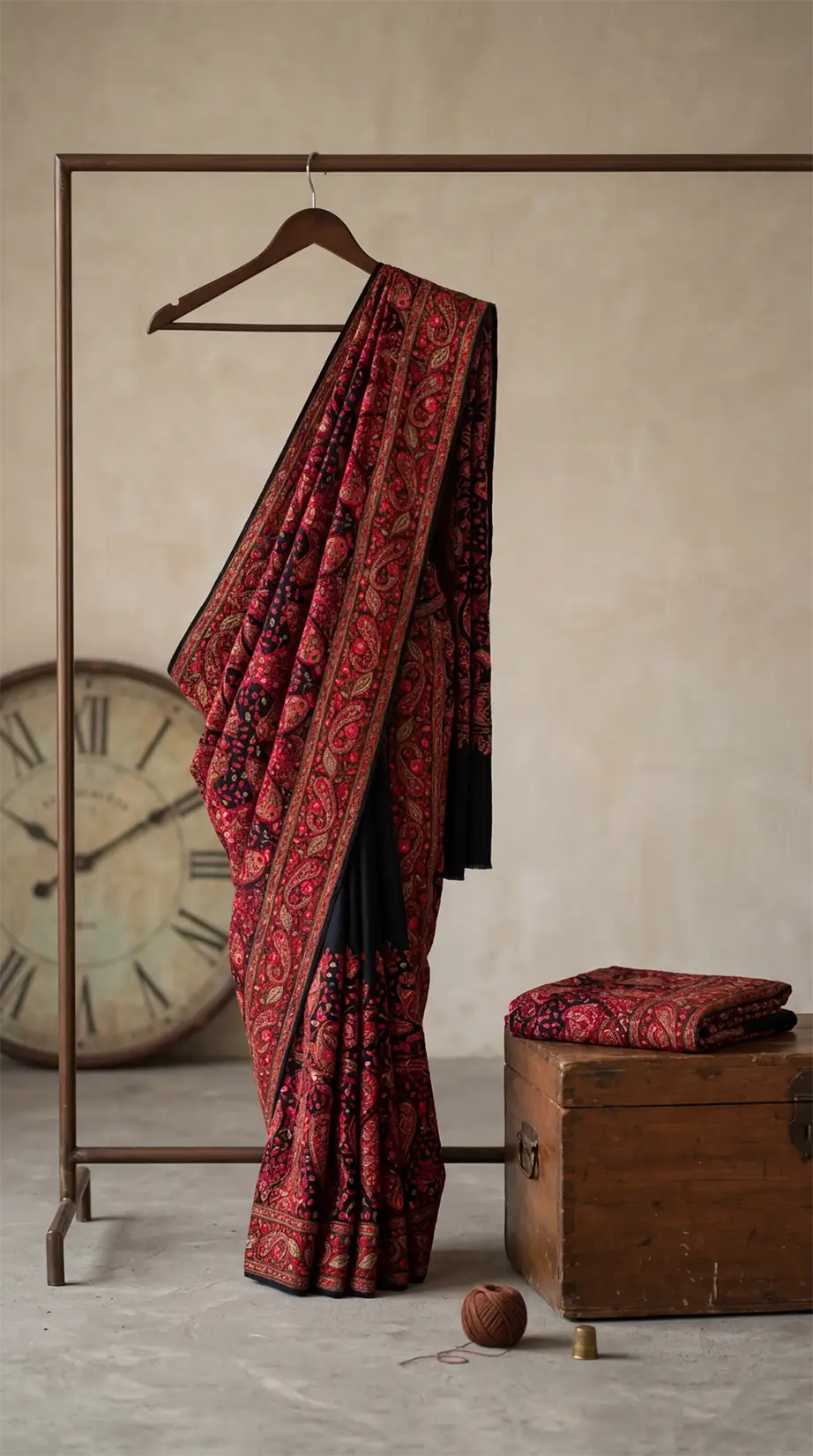 Handloom fabric on loom