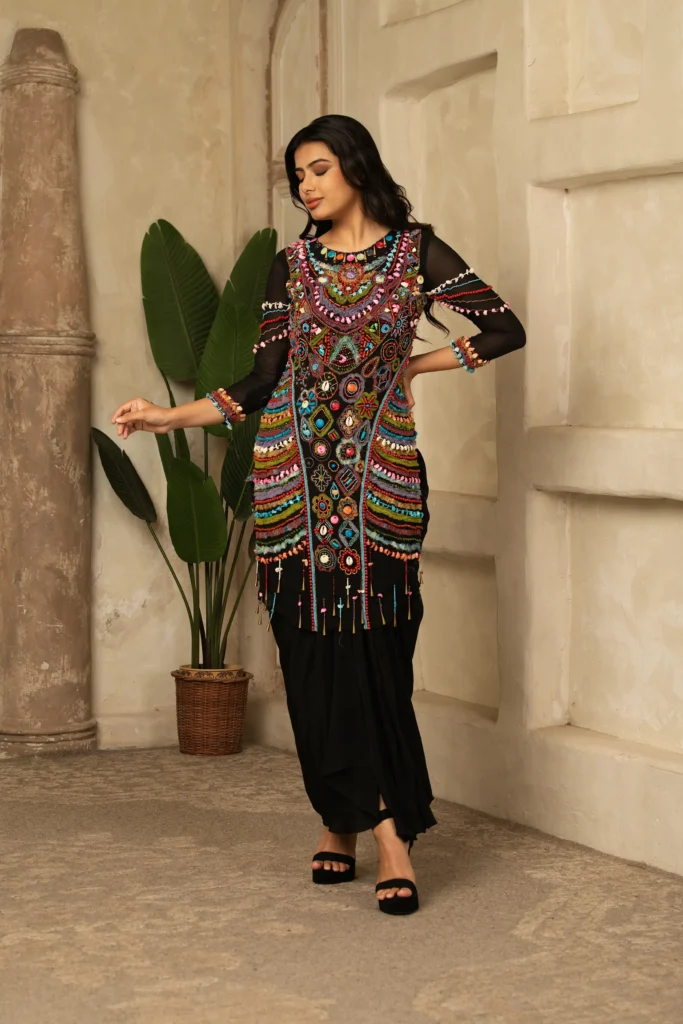 Multicolour Tribal Embroidered Ensemble