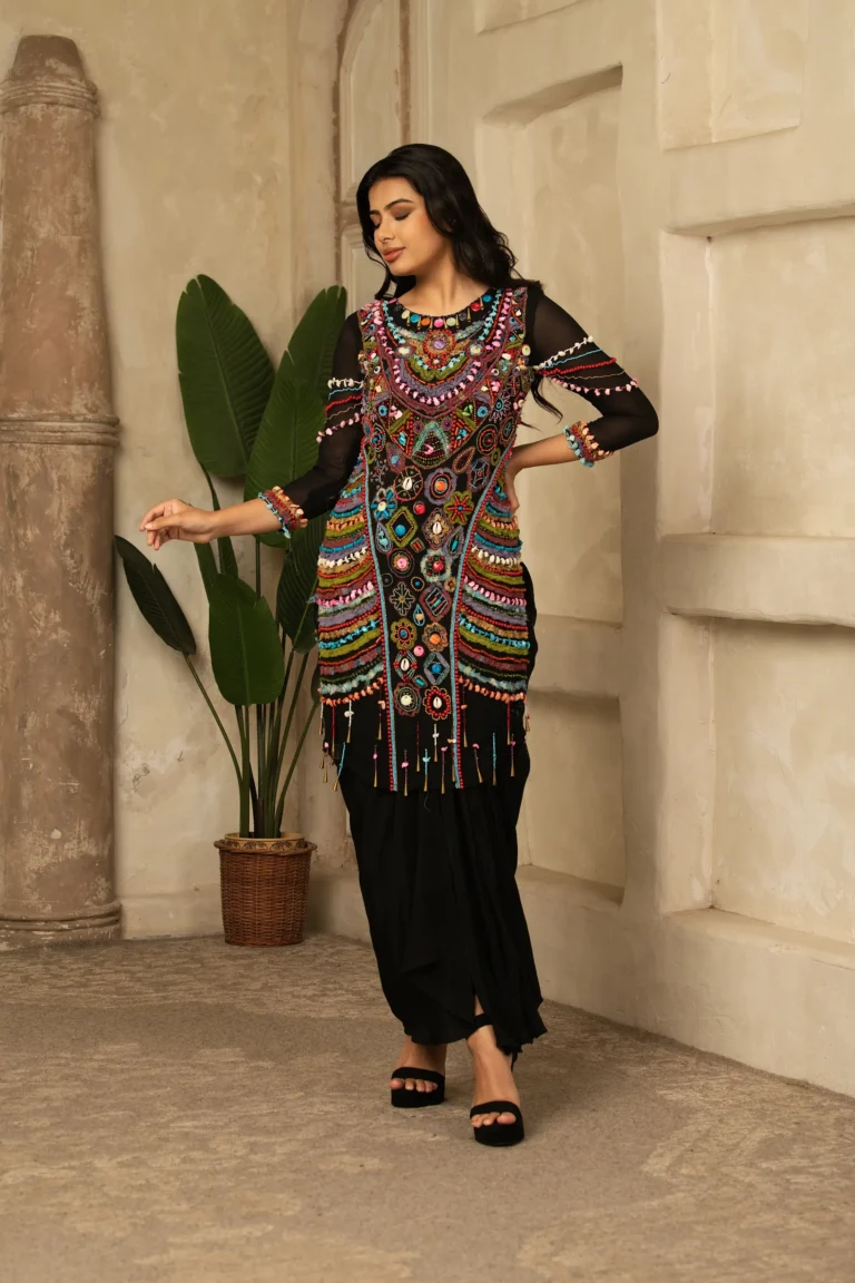 Multicolour Tribal Embroidered Ensemble