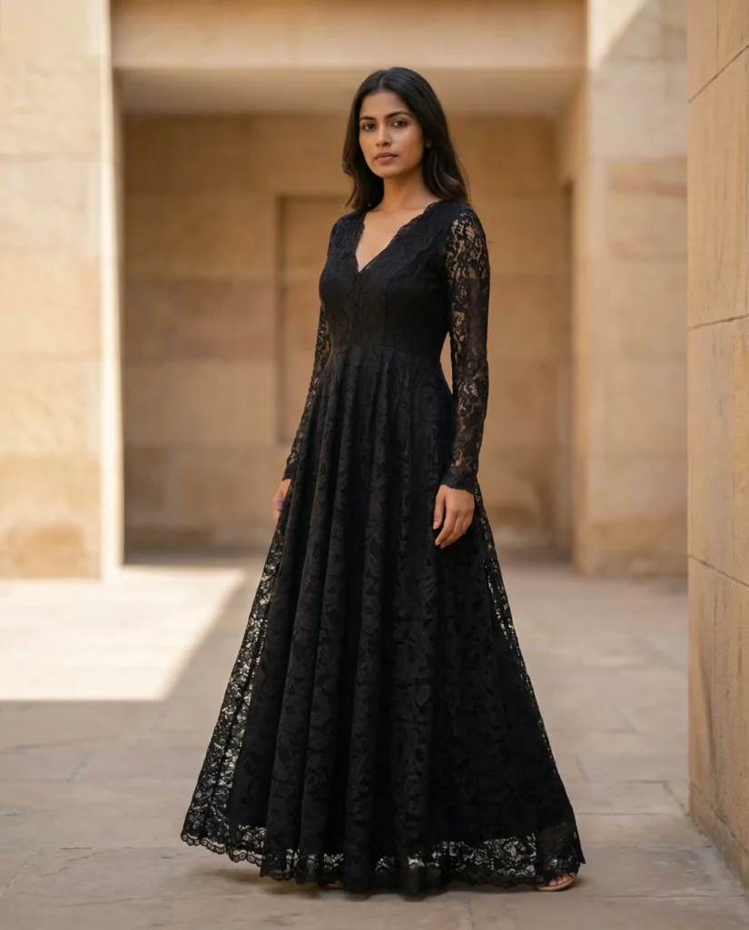Noir Lace Tulle Dress