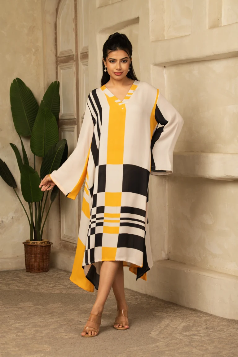 Modern Geometric Kaftan Dress
